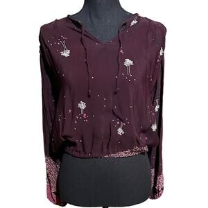 Direction California Gauzy Dreaming Tree Boho Bloused Top Women's S Small